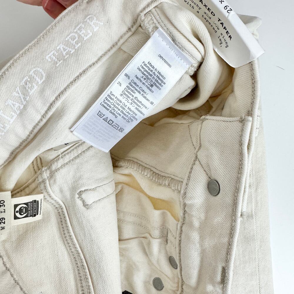 Madewell Relaxed Taper Jeans Mens Mid Rise Vintage Canvas Cream W 29 L 30 NWT - Picture 11 of 13